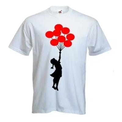 Banksy Girl With Red Balloons T-Shirt L / White