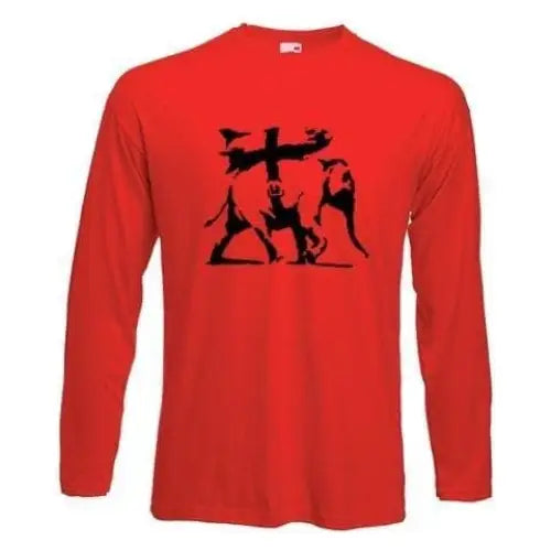 Banksy Heavy Weaponry Elephant Long Sleeve T-Shirt M / Red