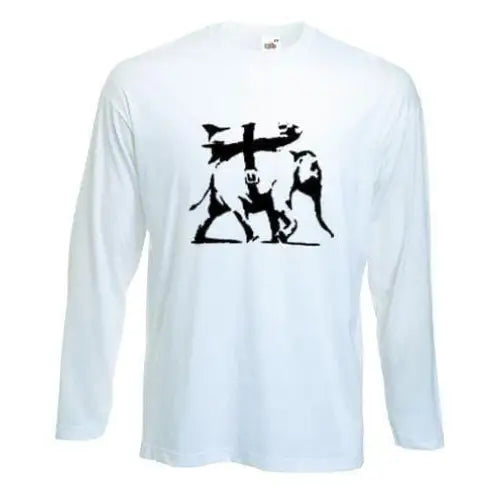 Banksy Heavy Weaponry Elephant Long Sleeve T-Shirt M / White