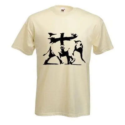Banksy Heavy Weaponry Elephant Mens T-Shirt S / Cream
