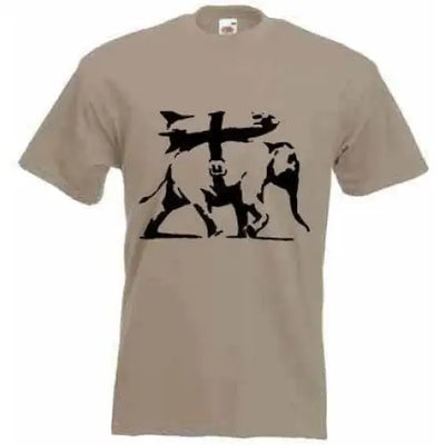 Banksy Heavy Weaponry Elephant Mens T-Shirt S / Khaki