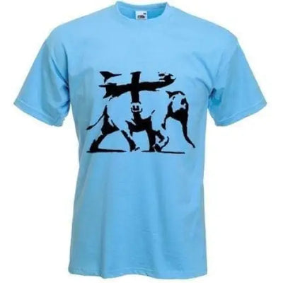 Banksy Heavy Weaponry Elephant Mens T-Shirt S / Light Blue