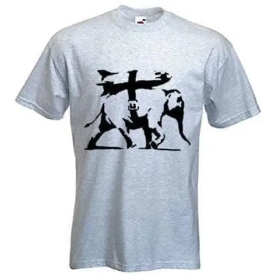 Banksy Heavy Weaponry Elephant Mens T-Shirt S / Light Grey