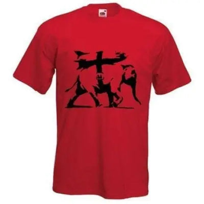 Banksy Heavy Weaponry Elephant Mens T-Shirt S / Red