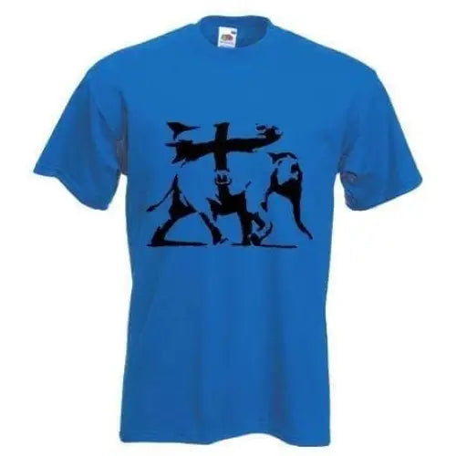 Banksy Heavy Weaponry Elephant Mens T-Shirt S / Royal Blue