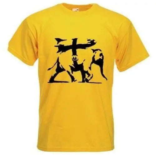Banksy Heavy Weaponry Elephant Mens T-Shirt S / Yellow
