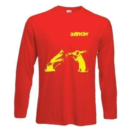 Banksy HMV Bazooka Dog Long Sleeve T-Shirt XL / Red