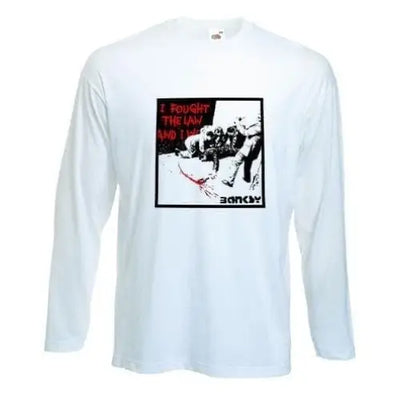 Banksy I Fought The Law Long Sleeve T-Shirt S / White