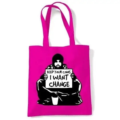 Banksy I Want Change Shoulder Bag Dark Pink