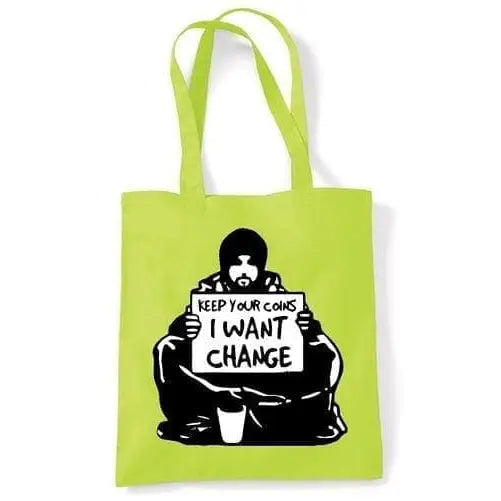 Banksy I Want Change Shoulder Bag Lime Green