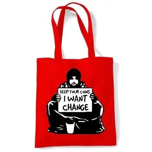 Banksy I Want Change Shoulder Bag Red