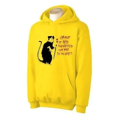 Banksy Im Out Of Bed And Dressed Rat Hoodie S / Yellow