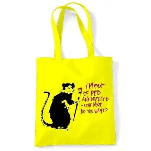 Banksy Im Out Of Bed And Dressed Rat Shoulder bag Yellow