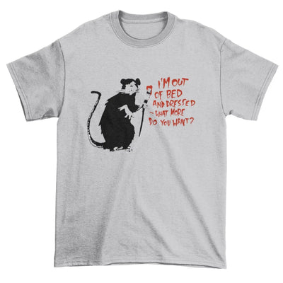 Banksy Im Out Of Bed And Dressed Rat T-Shirt XL / Light Grey