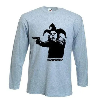 Banksy Insane Clown Long Sleeve T-Shirt M / Light Grey