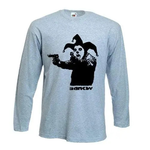 Banksy Insane Clown Long Sleeve T-Shirt M / Light Grey