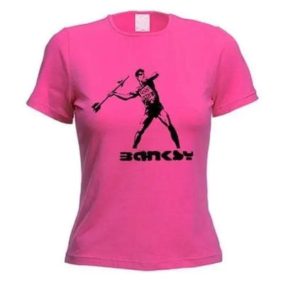 Banksy Stop And Search Ladies T-Shirt M / Dark Pink