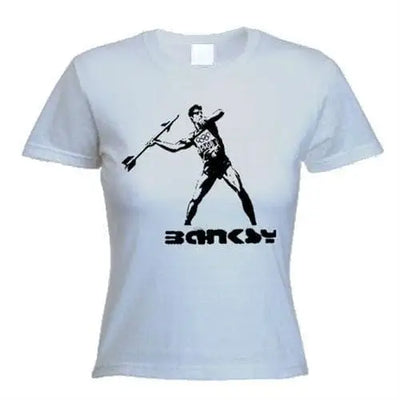 Banksy Stop And Search Ladies T-Shirt M / Light Grey