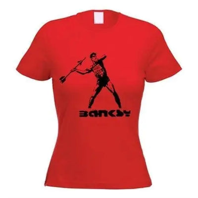 Banksy Stop And Search Ladies T-Shirt M / Red