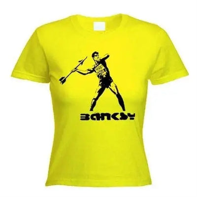 Banksy Stop And Search Ladies T-Shirt M / Yellow
