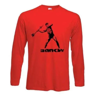 Banksy Javelin Thrower Long Sleeve T-Shirt XL / Red