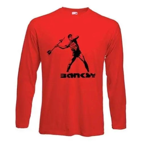 Banksy Javelin Thrower Long Sleeve T-Shirt XL / Red