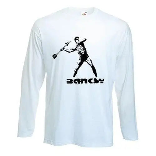 Banksy Javelin Thrower Long Sleeve T-Shirt XL / White