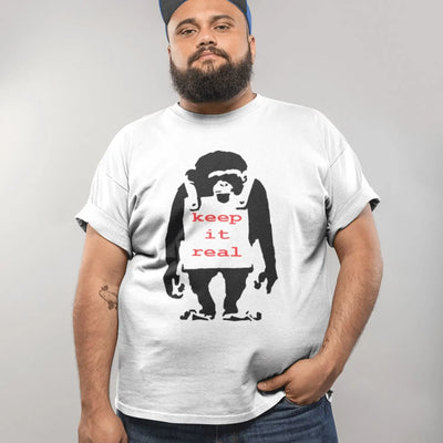 Banksy Keep It Real Monkey Mens T-Shirt