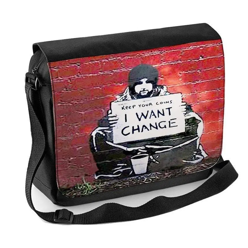 Banksy Keep Your Coins I Want Change Laptop Messenger Bag