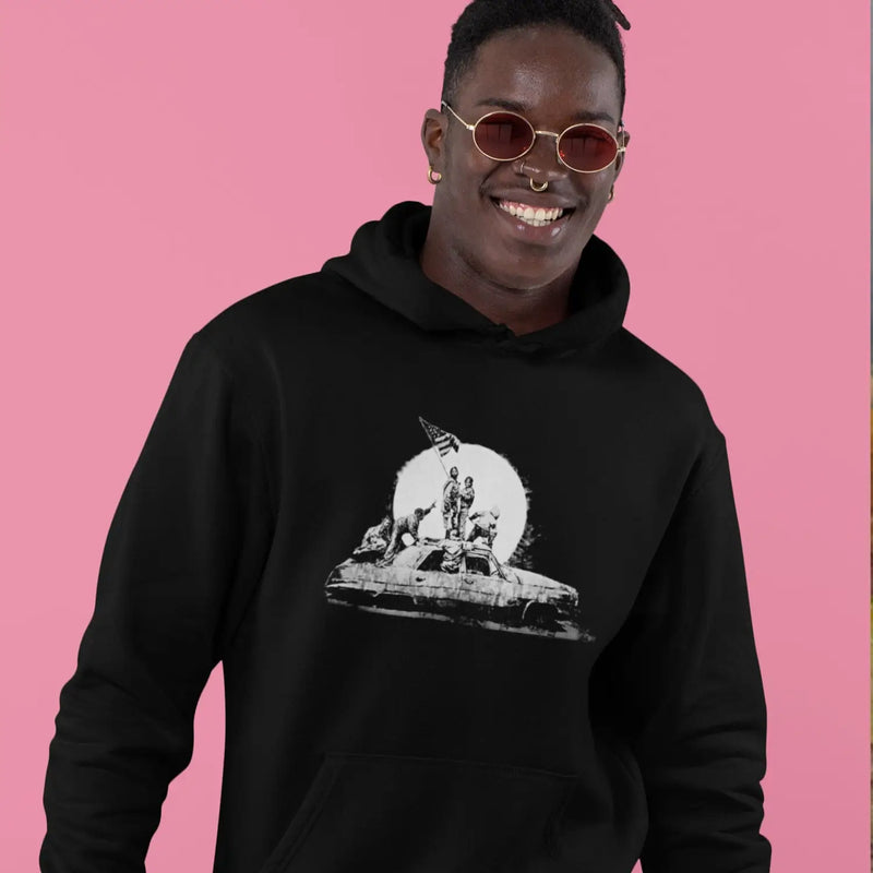 Banksy LA Flag Men’s Pouch Pocket Hoodie Hooded Sweatshirt -
