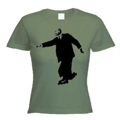 Banksy Lenin On Skates Ladies T-Shirt L / Khaki