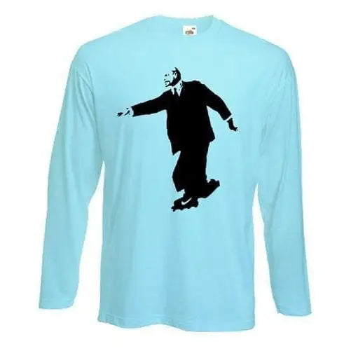 Banksy Lenin On Skates Long Sleeve T-Shirt XL / Light Blue
