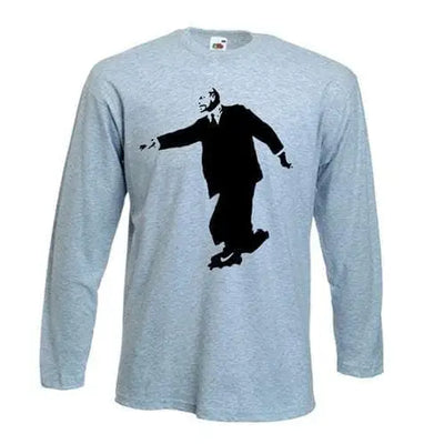 Banksy Lenin On Skates Long Sleeve T-Shirt XL / Light Grey