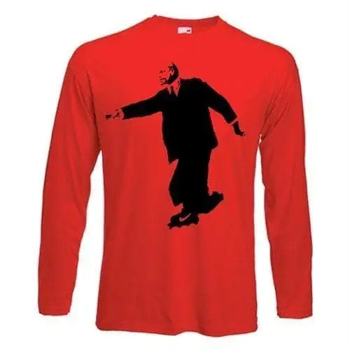 Banksy Lenin On Skates Long Sleeve T-Shirt XL / Red