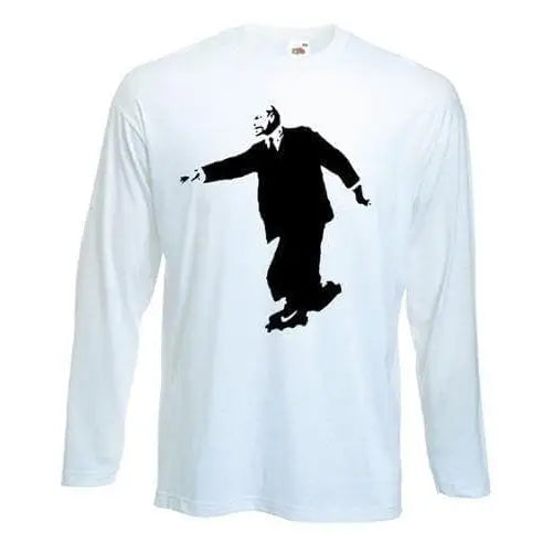 Banksy Lenin On Skates Long Sleeve T-Shirt XL / White