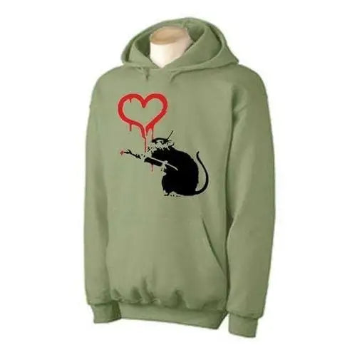Banksy Love Rat Hoodie L / Khaki