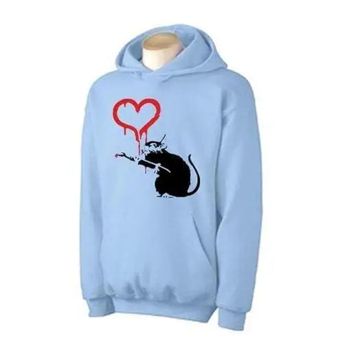 Banksy Love Rat Hoodie L / Light Blue