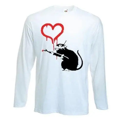 Banksy Love Rat Long Sleeve T-Shirt M / White