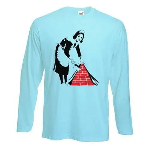 Banksy Maid Long Sleeve T-Shirt XXL / Light Blue