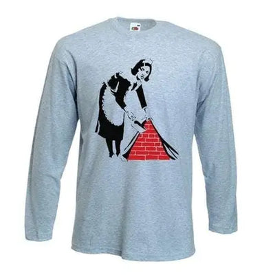 Banksy Maid Long Sleeve T-Shirt XXL / Light Grey