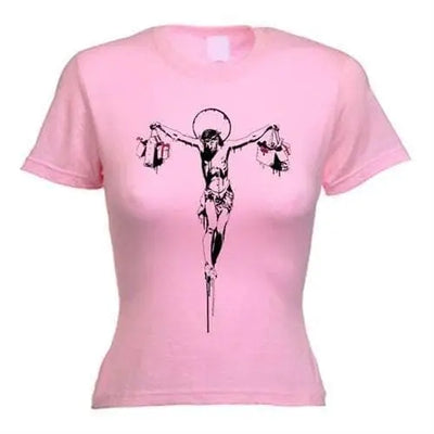 Banksy Material Jesus Ladies T-Shirt M / Light Pink