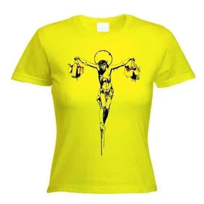 Banksy Material Jesus Ladies T-Shirt M / Yellow