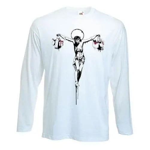 Banksy Material Jesus Long Sleeve T-Shirt XL / White