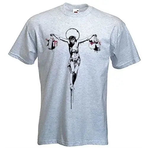 Banksy Material Jesus T-Shirt XL / Light Grey