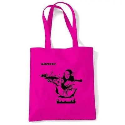 Banksy Mona Lisa With Bazooka Shoulder bag Dark Pink