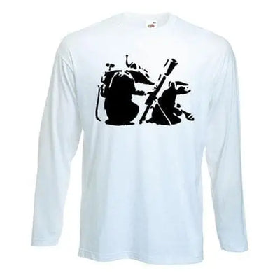 Banksy Mortar Rat Long Sleeve T-Shirt XL / White
