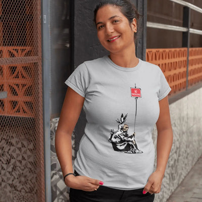 Banksy No Trespassing Indian Ladies T-Shirt