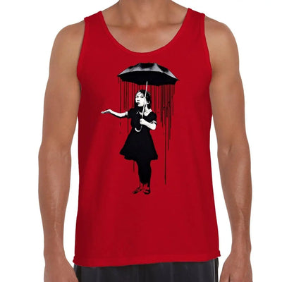 Banksy Nola Umbrella Girl Men's Tank Vest Top S / Red