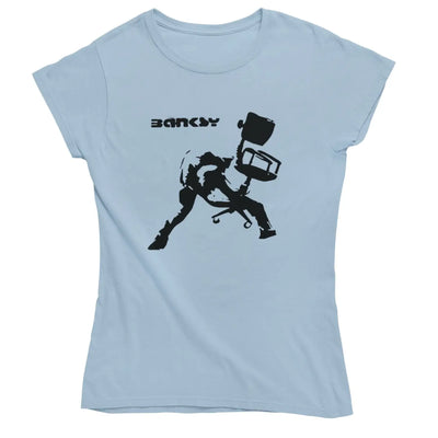 Banksy Office Chair Womens T-Shirt L / Light Blue