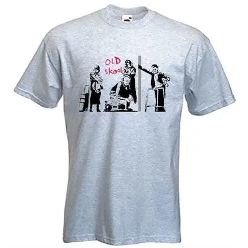 Banksy Old Skool Mens T-Shirt L / Light Grey